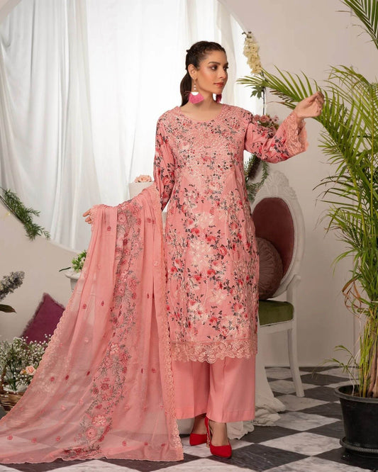 Manizay Super Anmol Embroidered Lawn 3pcs - Jotey