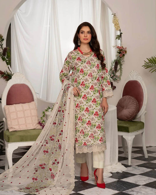 Manizay Super Anmol Embroidered Lawn 3pcs - Jotey