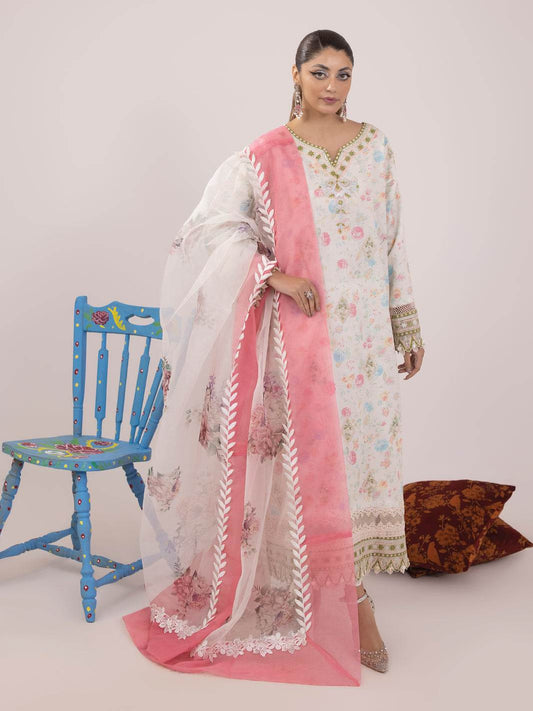 RANGEELI Digital Printed Embroidered Unstitched Lawn 3pcs - Jotey