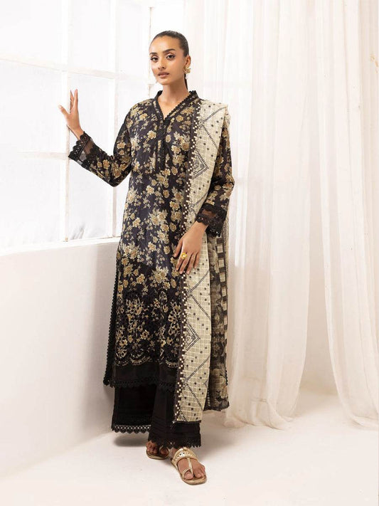 Printkari By Nur Embroidered Printed Lawn Unstitched 3pcs - Jotey