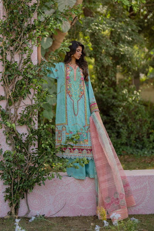 Luxe Silk By Qalamkar Embroidered Unstitched 3pcs - Jotey