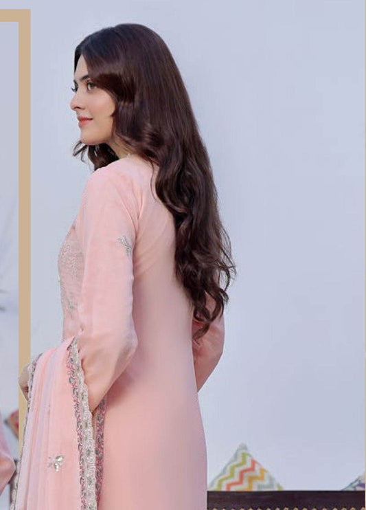 BIN KHALID Shehnai Formal Chiffon Embroidered Semi-Stitched 3pcs - Jotey