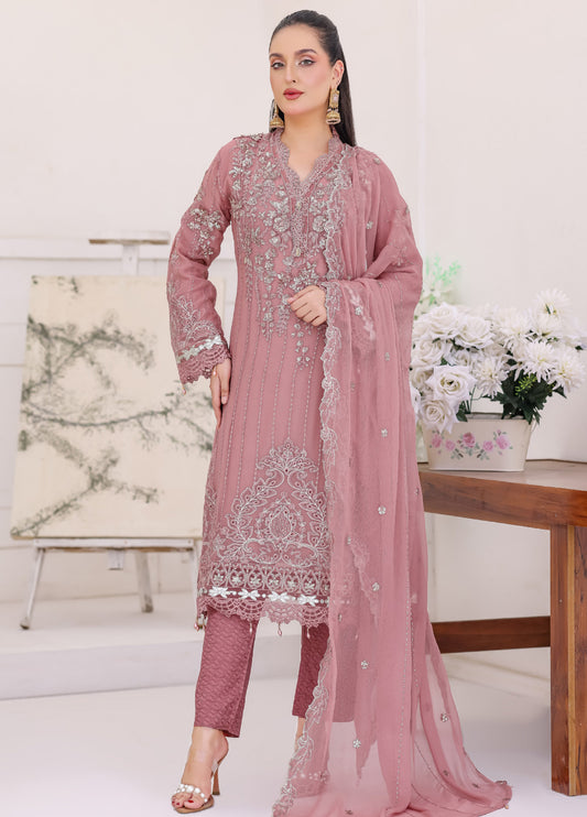 Ghungroo By Bin khalid Embroidered Chiffon Unstitched Three Piece