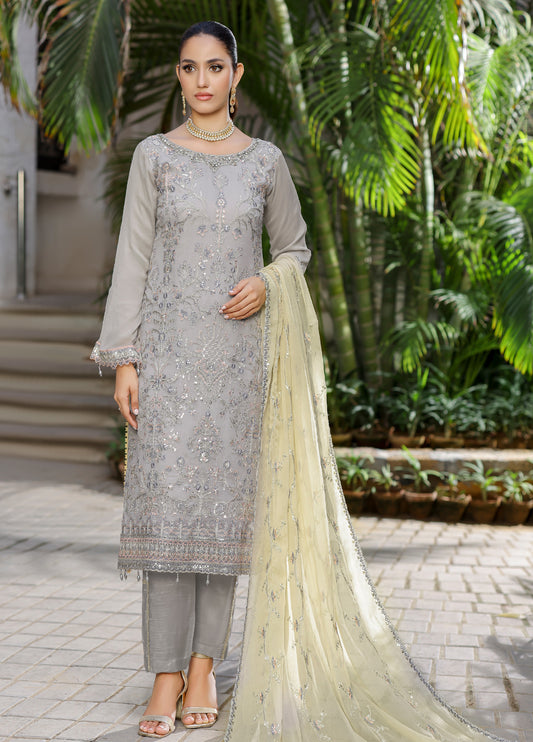 Mushk By Bin khalid Embroidered Fancy Chiffon Unstitched Three Piece