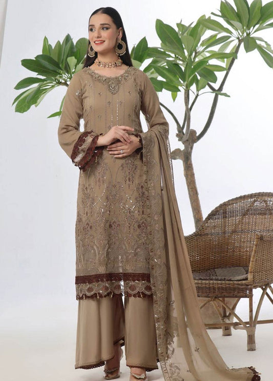 Chandni Raatein By Bin Khalid Embroidered Chiffon Unstitched 3pcs - Jotey