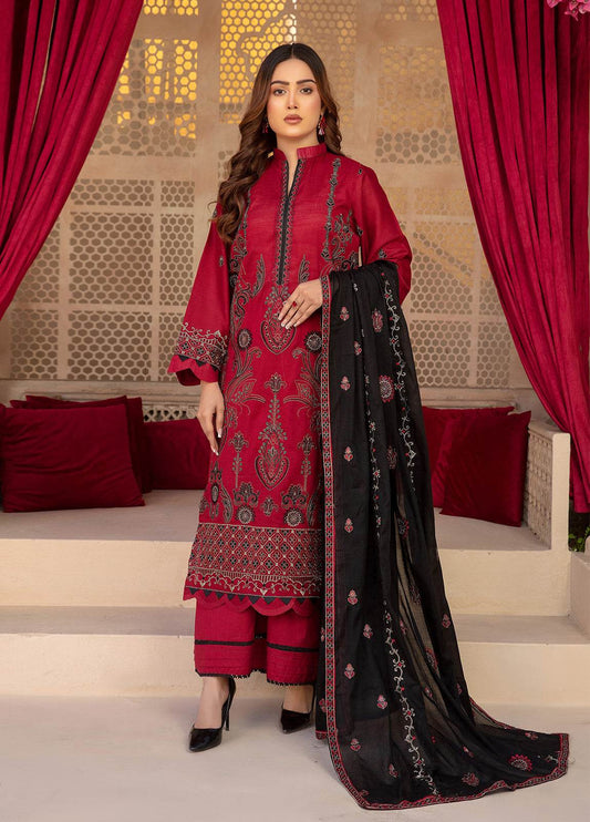 Anaya Hoor Saffron Embroidered Lawn Unstitched 3pcs - Jotey