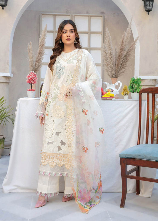 Anaya Hoor Feroza Embroidered Unstitched Lawn 3pcs - Jotey