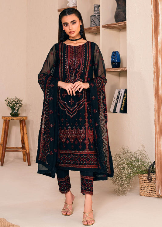 Lallaria By Noorma Kaamal Embroidered Chiffon Unstitched 3pcs - Jotey