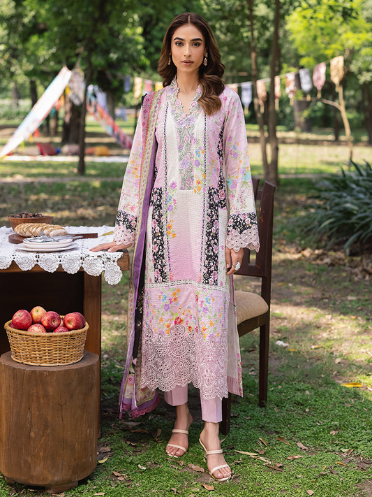 RAJBARI Printkari Sehiffli Exclusive Embroidered Unstitched 3pcs