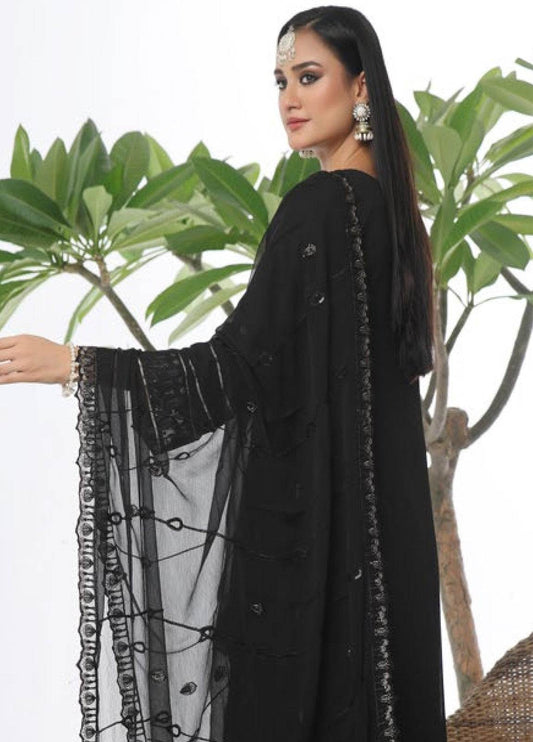 Chandni Raatein By Bin Khalid Embroidered Chiffon Unstitched 3pcs - Jotey