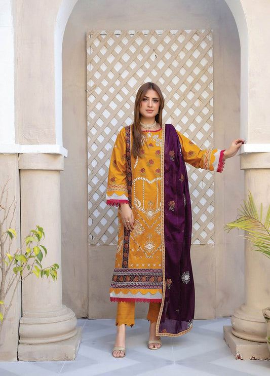 Ethnic By Anaya Hoor Embroidered Lawn Unstitched 3pcs - Jotey