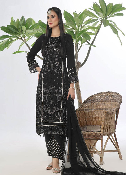 Chandni Raatein By Bin Khalid Embroidered Chiffon Unstitched 3pcs - Jotey