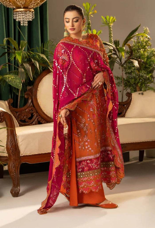 HOC By Humdum Vol-01 Luxury Embroidered Organza Unstitched 3pcs - Jotey