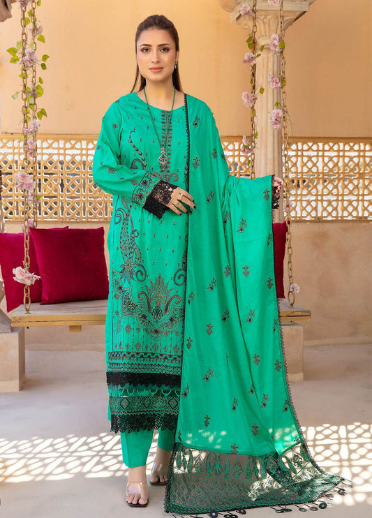 Anaya Hoor Saffron Embroidered Lawn Unstitched 3pcs - Jotey