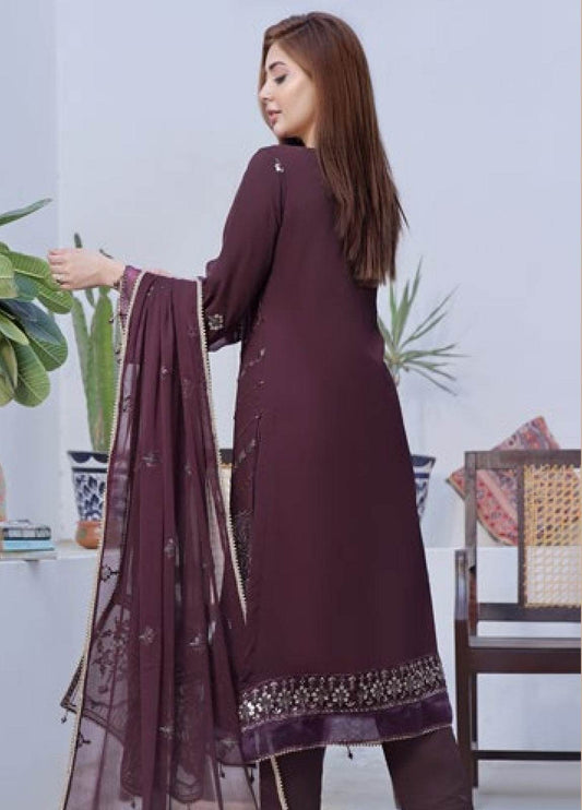 BIN KHALID Shehnai Formal Chiffon Embroidered Semi-Stitched 3pcs - Jotey