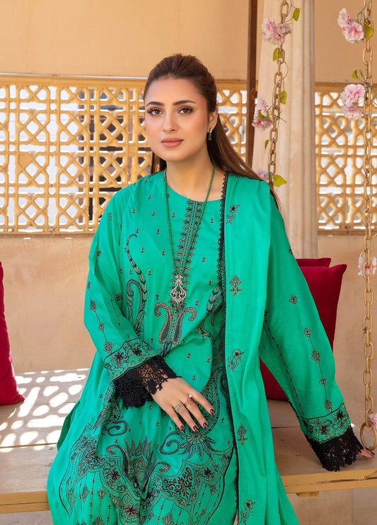 Anaya Hoor Saffron Embroidered Lawn Unstitched 3pcs - Jotey