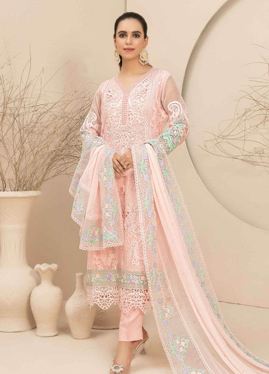 Dilaab By Tawakkal Embroidered Semi Stitched 3pcs - Jotey