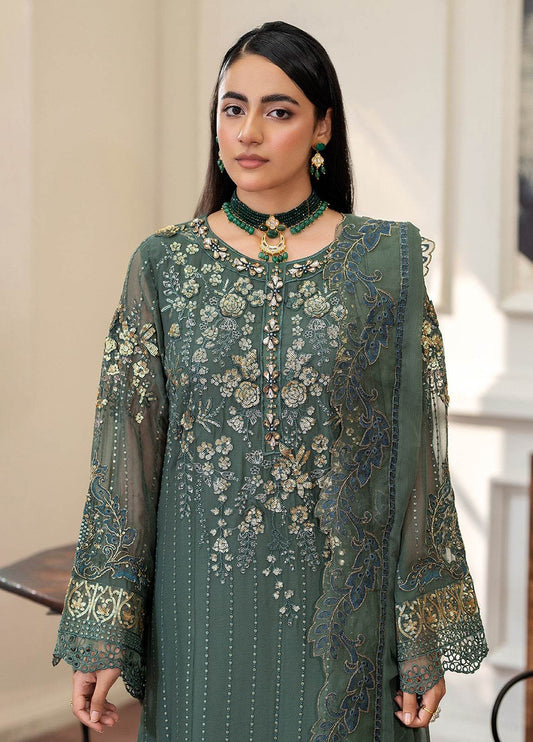 Tabassum By ZA Clothes Embroidered Chiffon Semi-Stitched 3pcs - Jotey