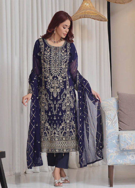 Nisha Embroidered Chiffon Semi-Stitched 3pcs - Jotey