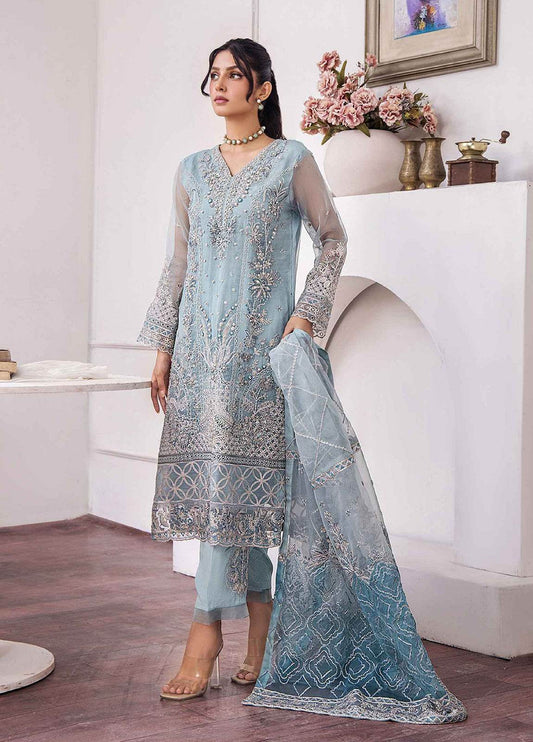 ZA Clothes Gulshan Embroidered Organza Ready to wear 3pcs - Jotey