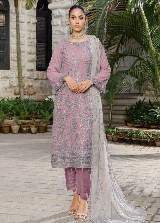 Mushk By Bin khalid Embroidered Fancy Chiffon Unstitched Three Piece