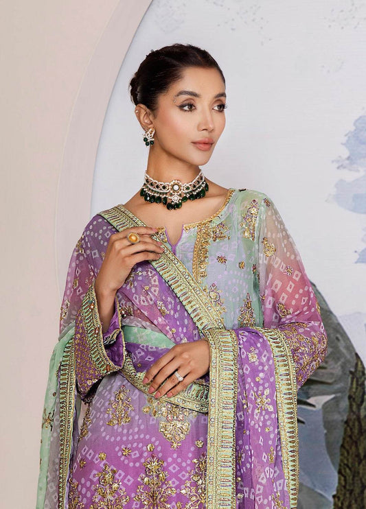 Nova By ZA Clothes Embroidered Chiffon Semi-Stitched 3pcs - Jotey