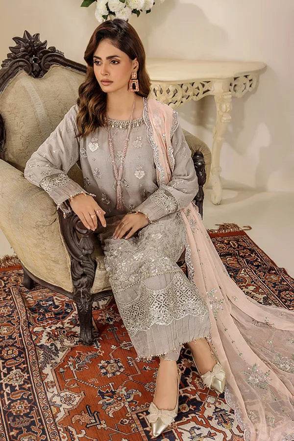 ZA Clothes Embroidered Chiffon Ready to wear 3pcs - Jotey