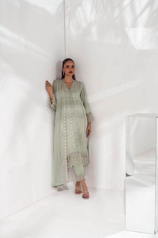 Mehru By Guzel Embroidered Stitched Chiffon 3pcs - Jotey