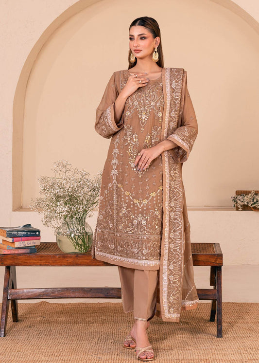 Lallaria By Noorma Kaamal Embroidered Chiffon Unstitched 3pcs - Jotey