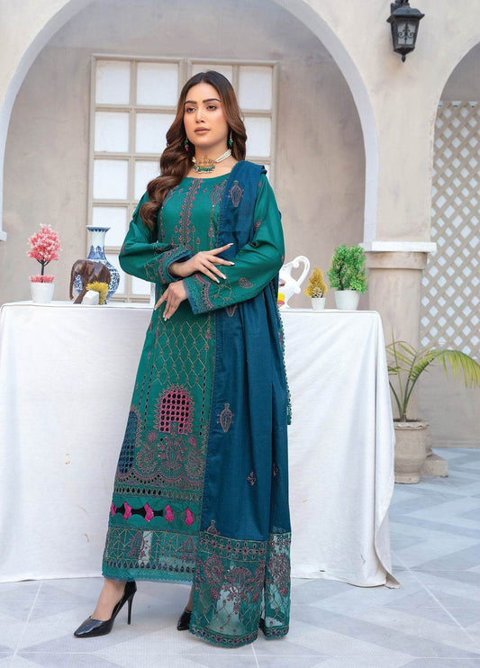 Ethnic By Anaya Hoor Embroidered Lawn Unstitched 3pcs - Jotey