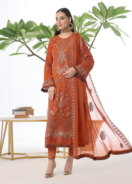 Chandni Raatein By Bin Khalid Embroidered Chiffon Unstitched 3pcs - Jotey