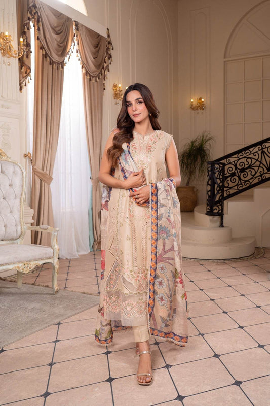 Atiya Irfan Preet Vol-02 Embroidered Unstitched Lawn 3pcs - Jotey