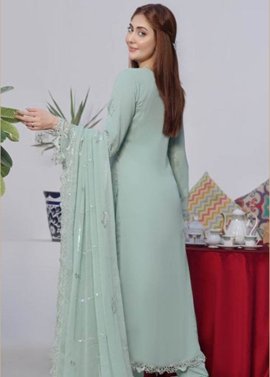 BIN KHALID Shehnai Formal Chiffon Embroidered Semi-Stitched 3pcs - Jotey