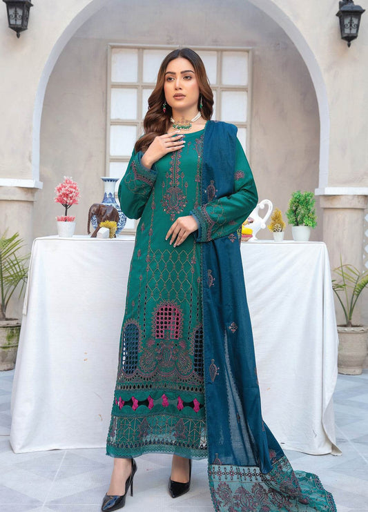 Ethnic By Anaya Hoor Embroidered Lawn Unstitched 3pcs - Jotey