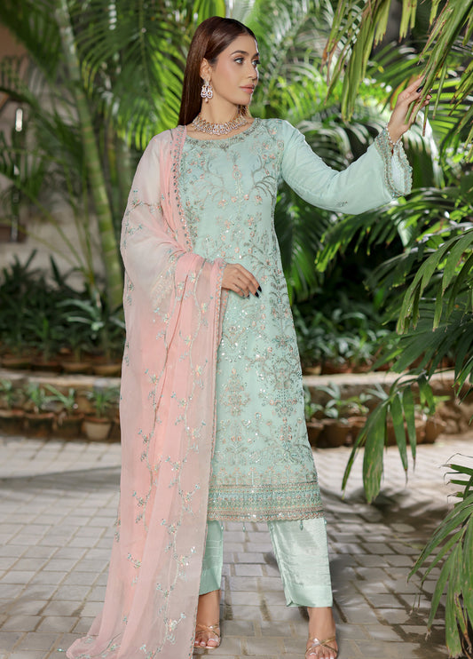 Mushk By Bin khalid Embroidered Fancy Chiffon Unstitched Three Piece