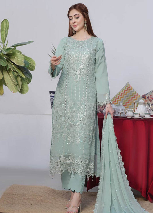 BIN KHALID Shehnai Formal Chiffon Embroidered Semi-Stitched 3pcs - Jotey