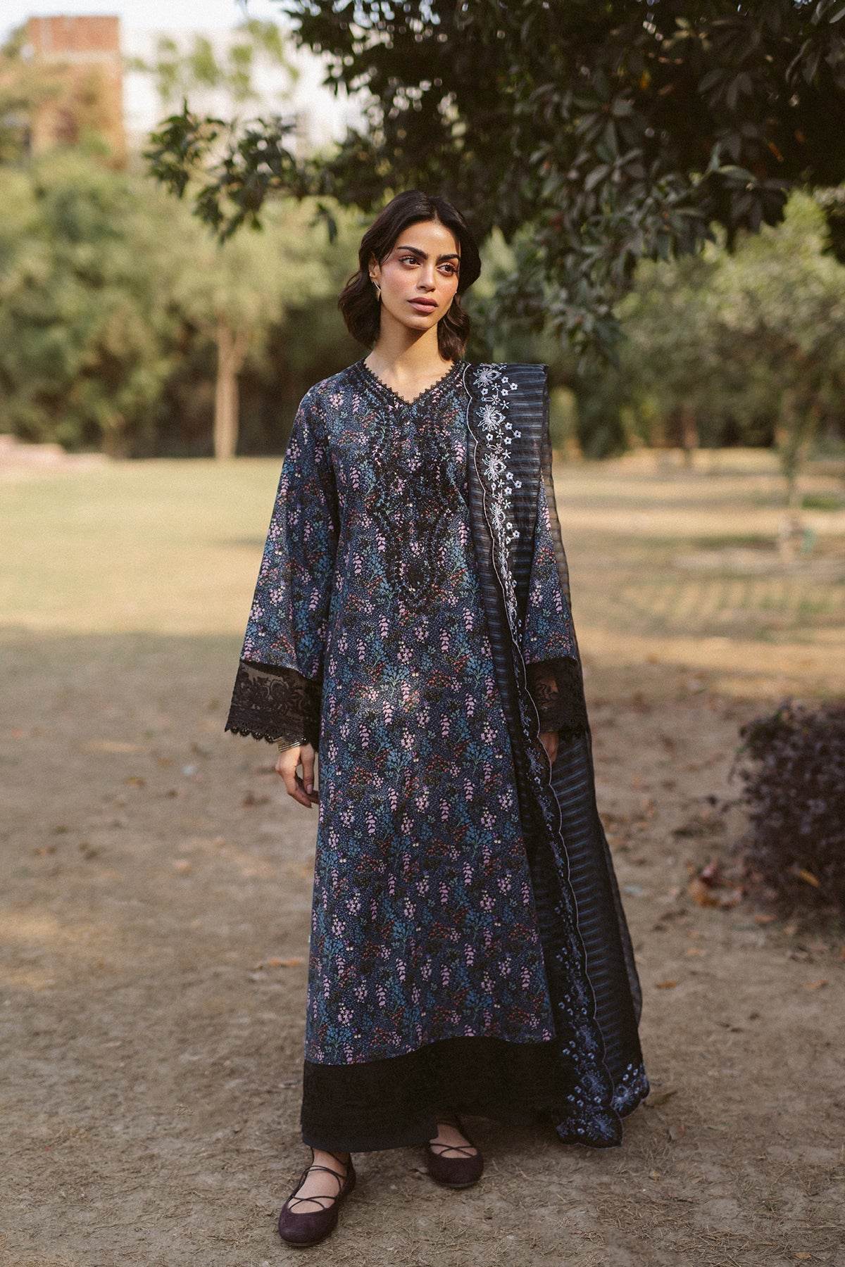 Zephyr by Ayzel Unstitched Lawn Embroidered 3 Piece Suit AAF26UZ D-4 Nura - Summer Collection