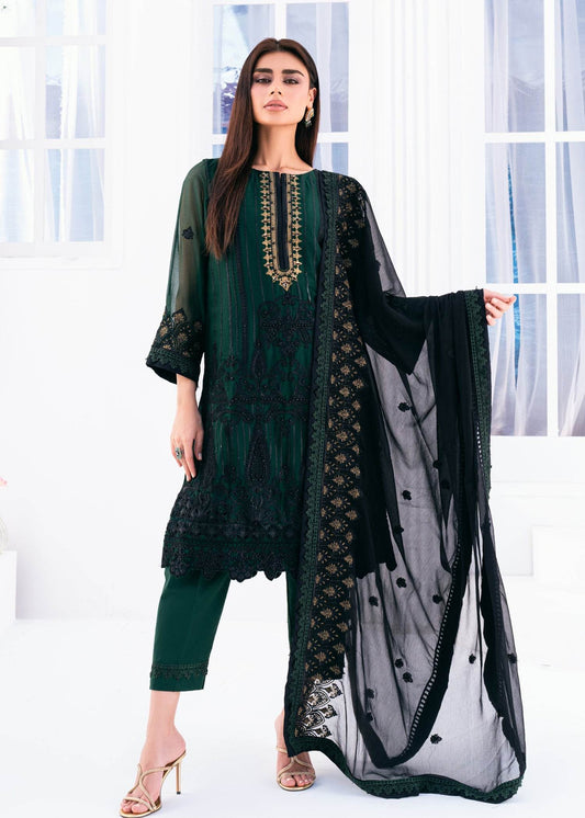 Lallaria By Noorma Kaamal Embroidered Chiffon Unstitched 3pcs - Jotey