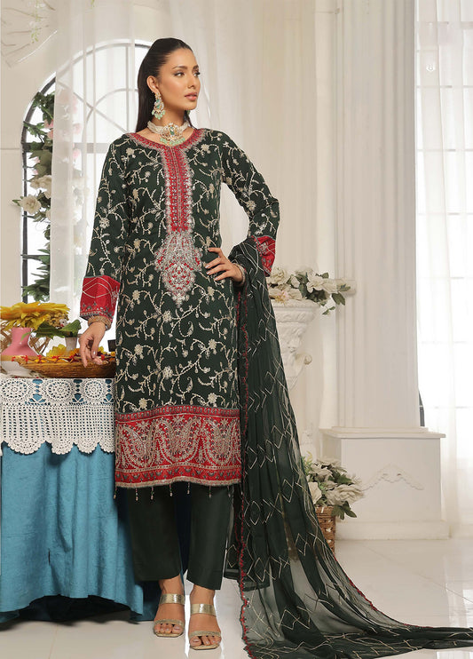 Darshan By Bin Hameed Luxury Embroidered Chiffon Semi-Stitched 3 Piece