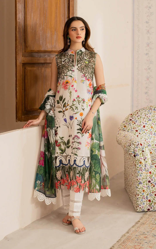 Meraki By Asifa And Nabeel Vol-01 Embroidered Lawn Unstitched 3pcs - Jotey