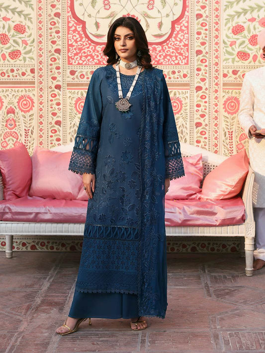 Husn Jahan By Mahnur Embroidered Luxury Lawn Unstitched 3pcs - Jotey