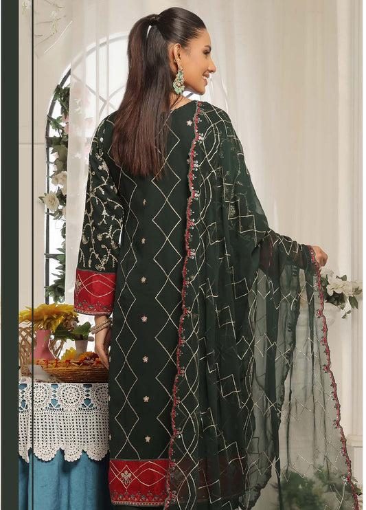 Darshan By Bin Hameed Luxury Embroidered Chiffon Semi-Stitched 3 Piece