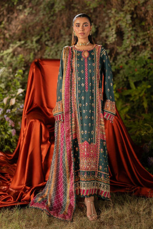 Luxe Silk By Qalamkar Embroidered Unstitched 3pcs - Jotey