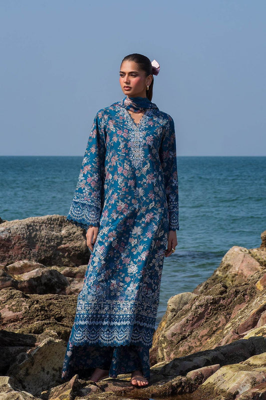 AFROZEH Endless Summer'25 Embroidered Printed Lawn 3pcs - Jotey
