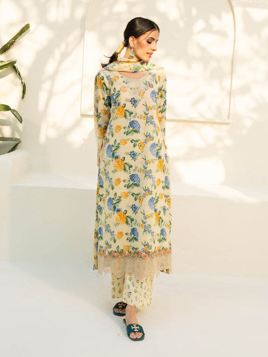 F&F Prints By Faiza Faisal Digital Printed Unstitched Lawn 3pcs - Jotey