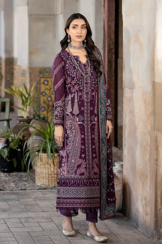 Premium Gold Swiss By Johra Vol-02 Embroidered Chiffon Unstitched 3Pcs - Jotey