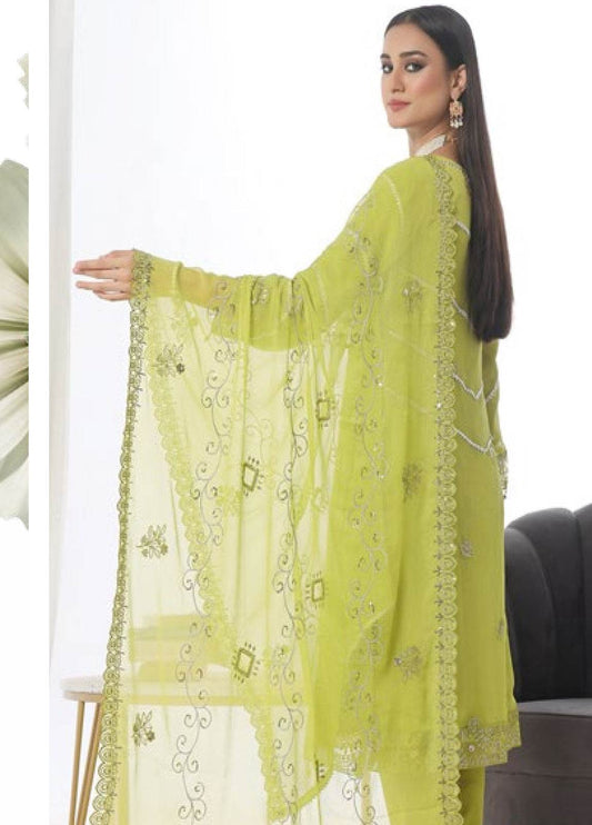 Chandni Raatein By Bin Khalid Embroidered Chiffon Unstitched 3pcs - Jotey