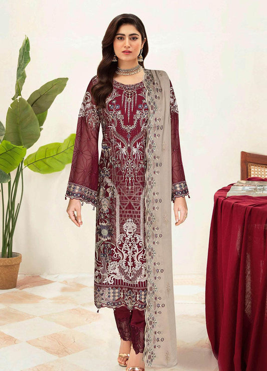 Sangeet By Ramsha Chiffon Unstitched 3pcs - Jotey