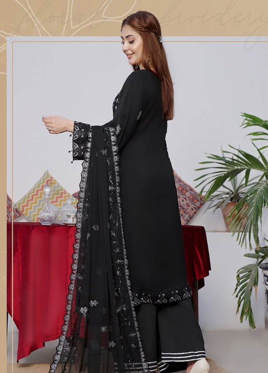 BIN KHALID Shehnai Formal Chiffon Embroidered Semi-Stitched 3pcs - Jotey