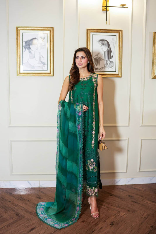 Noor By Saadia Asad Eid Luxury Handwork Laserkari'25 Unstitched 3pcs - Jotey